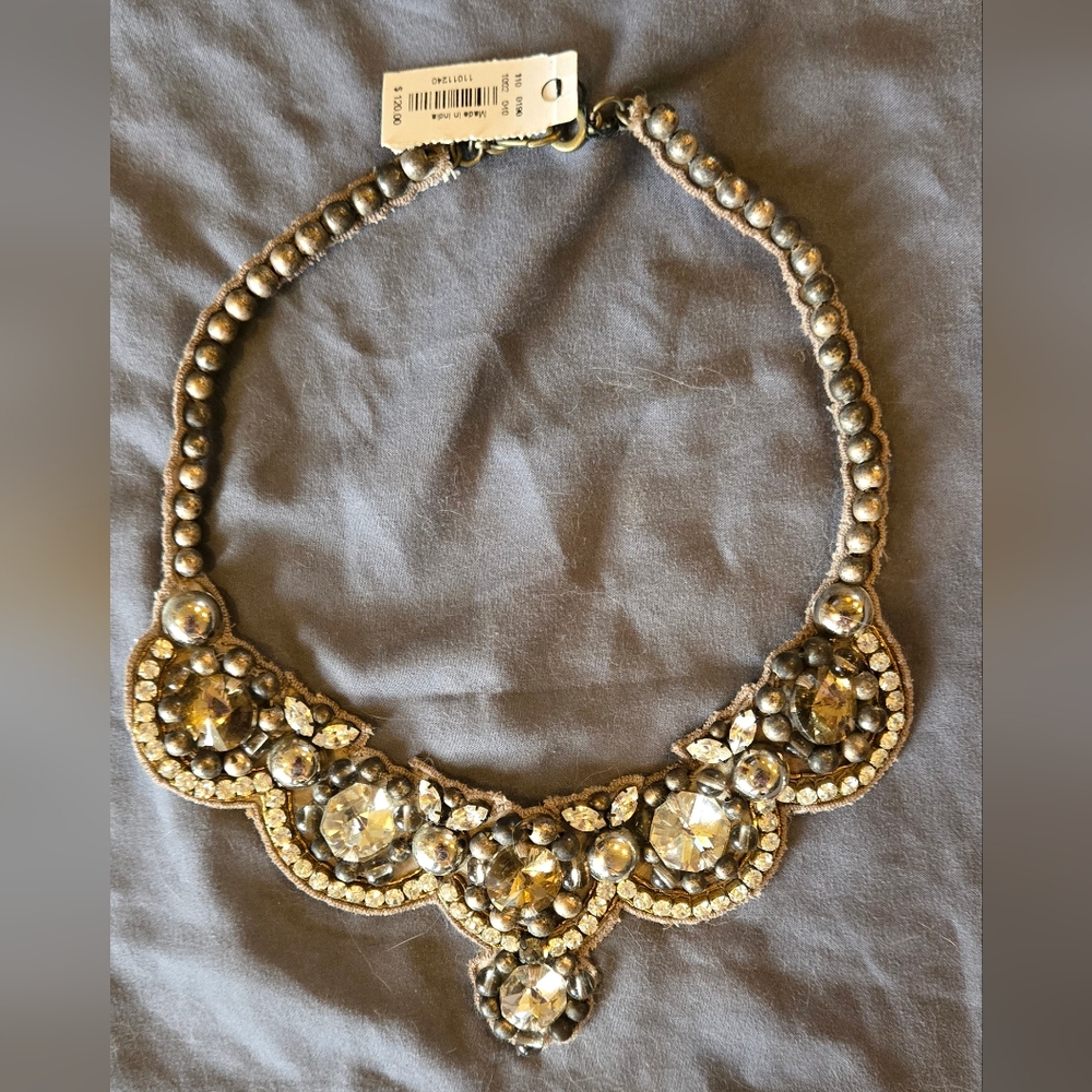 The Limited Womens Bronze And Rhinestone Light Weight  Statement Necklace
